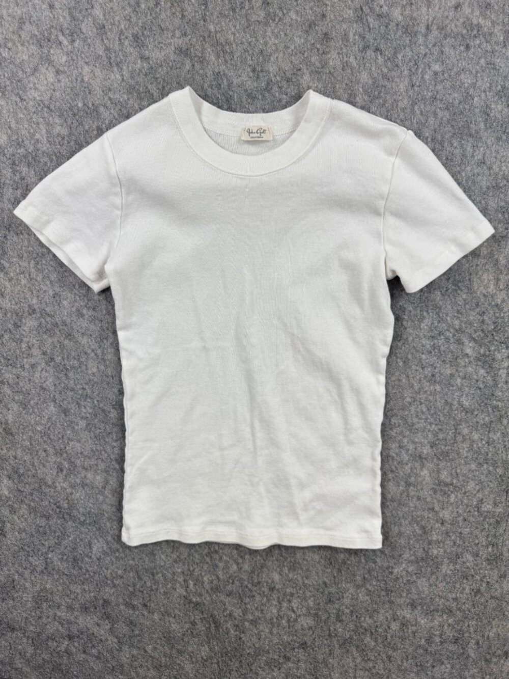 J Galt T Shirt Short Sleeve White Cotton One Size Basic Brandy Melville